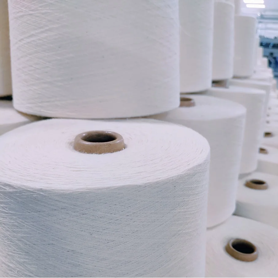 Осотп сертифицированные 85% органический хлопок/15% органические семена конопли, 30С отсчетом воздушная струя пряжа отбеленная шерстяной пряжи для вязания