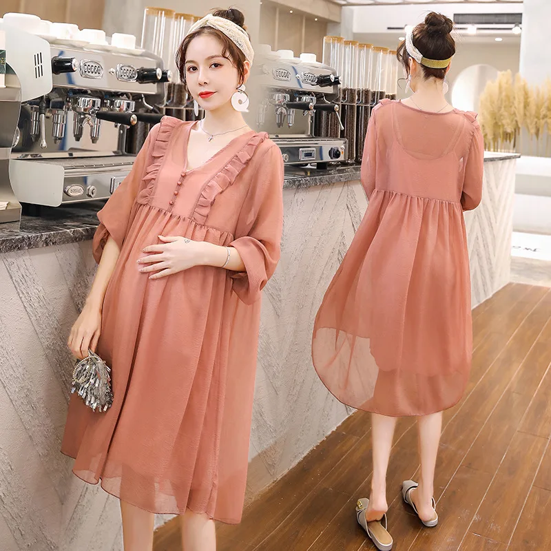 
Z81533B Summer cotton maternity clothes dress pregnant breastfeeding nursing dress 