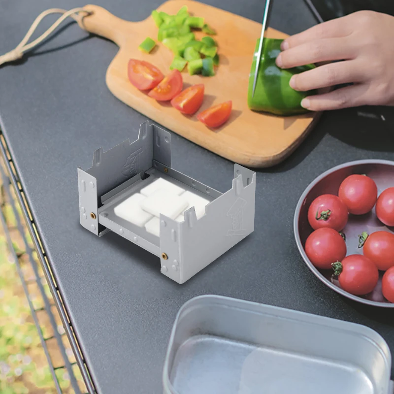 Outdoor mini portable camping gas stove folding solid fuel camping stove