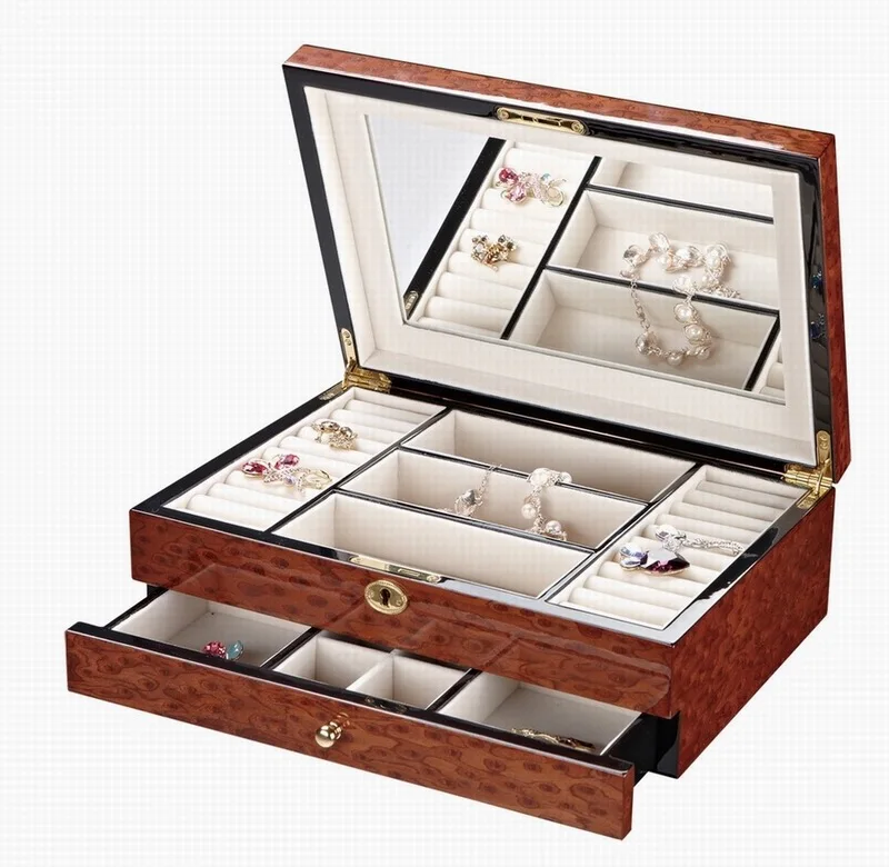 Luxury wooden jewelry Box piano finish Jewelry Packaging Gift Display Box Ring Bracelet necklace