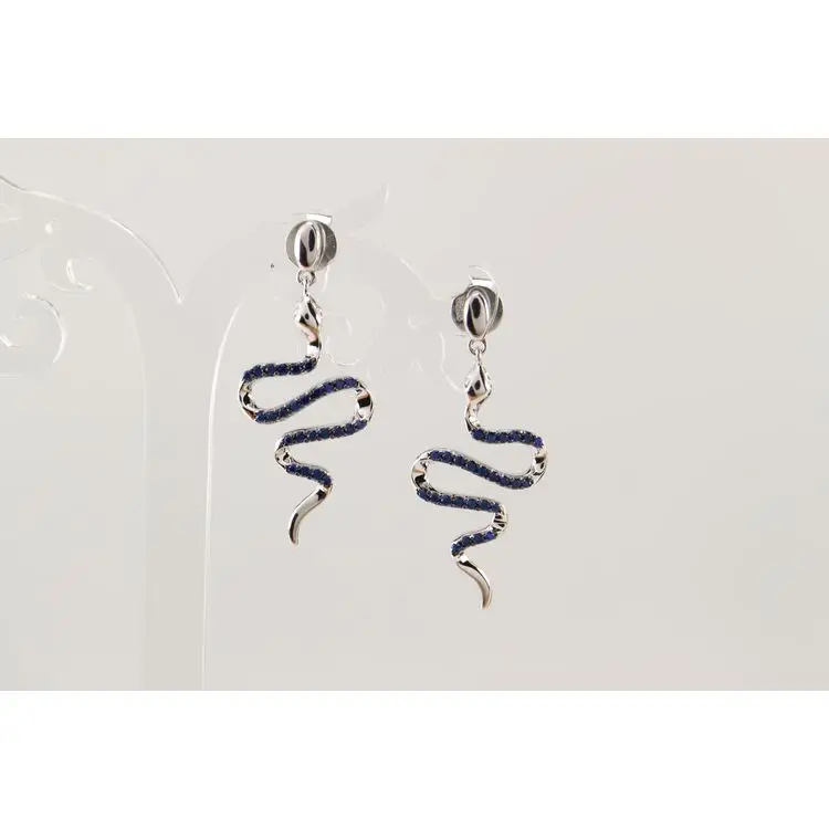 Online Shopping New Trendy Silver Jewelry 925 Silver Blue Crystal Snake Earrings For Anniversary Gift