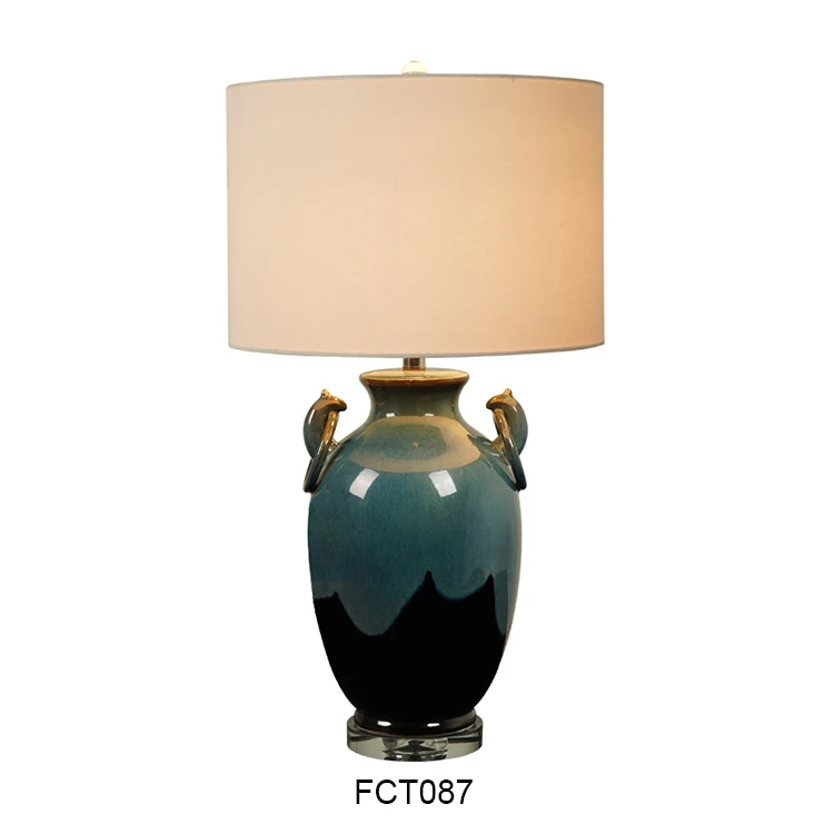home bed side living room decorative luxury blue ceramic table lamps modern