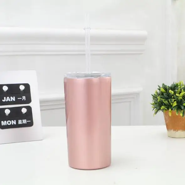 Skinny tumbler cup 12oz vacuum tapered tumbler cups straight tumblers stainless steel coffee cup with straw