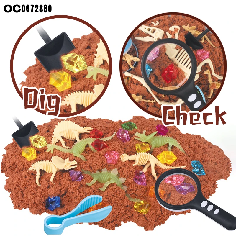 Hot Selling Fun Magic Sand Activity Archeological Toy Play Sand DIY Space Dinosaur Fossil Skeleton Sand Toys For Kids