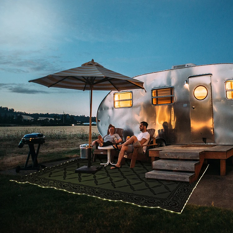 HOMFUL LED Illuminated RV Rugs Outdoor Rug Waterproof Carpet Patio RV Mat For Camping