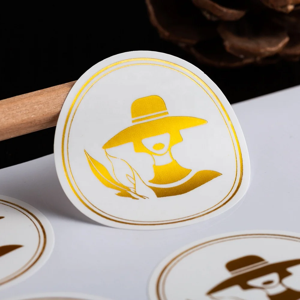 PVC Self-adhesive Custom Bronzing Label Customized logo Two-dimensional Code Transparent Trademark Milk Tea Stickers