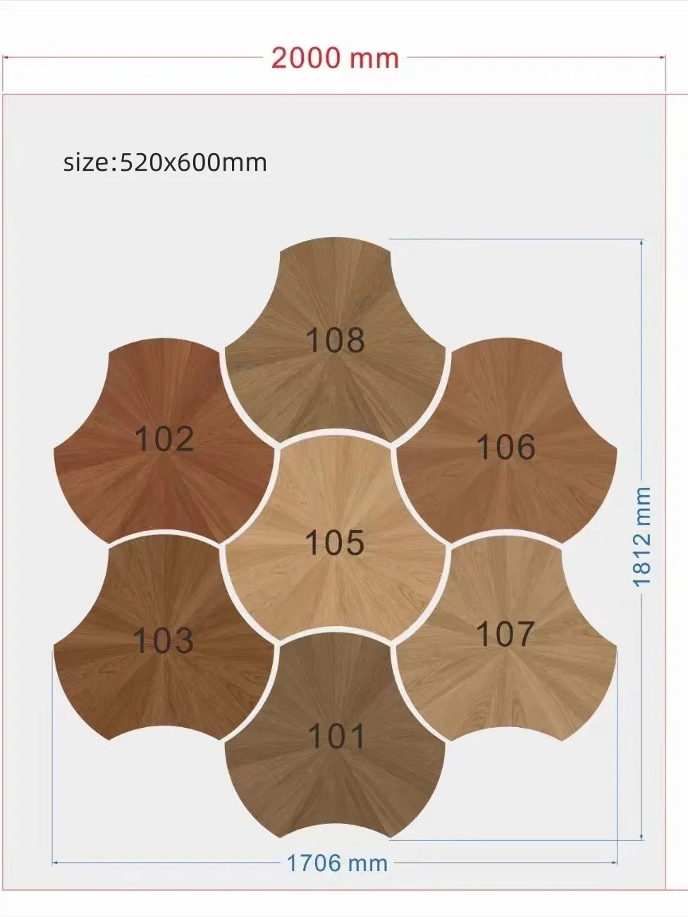 Irregular lotus leaf wood grain ceramic tiles All ceramic zero water absorption 520x600mm imitation wood floor tiles