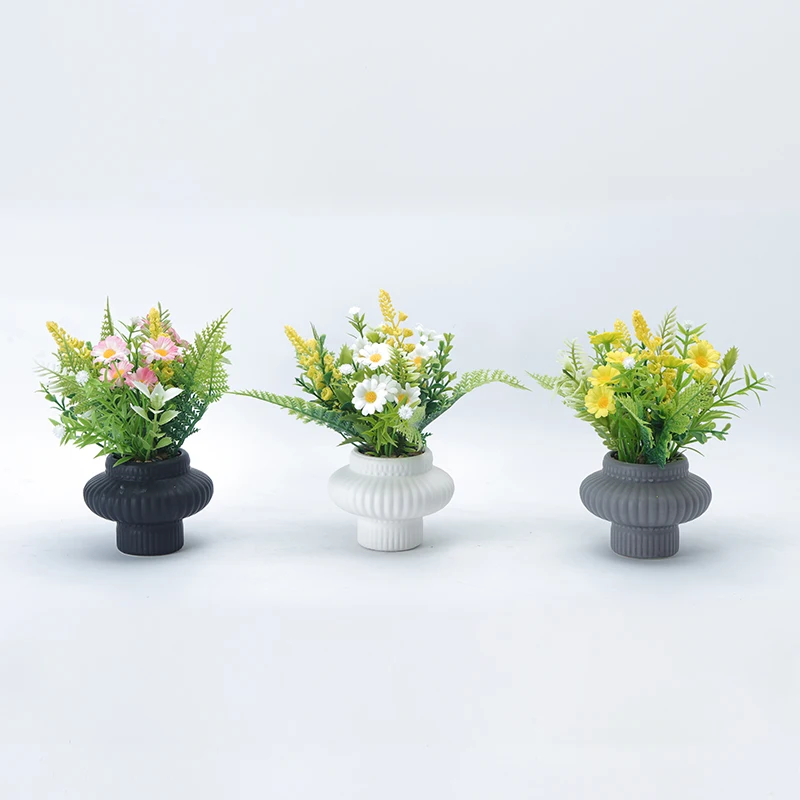 Small Daisy Artificial Flower with Pot for Home Decoration Free Shipping Simulation Potted Flower Pot & Planters Genre