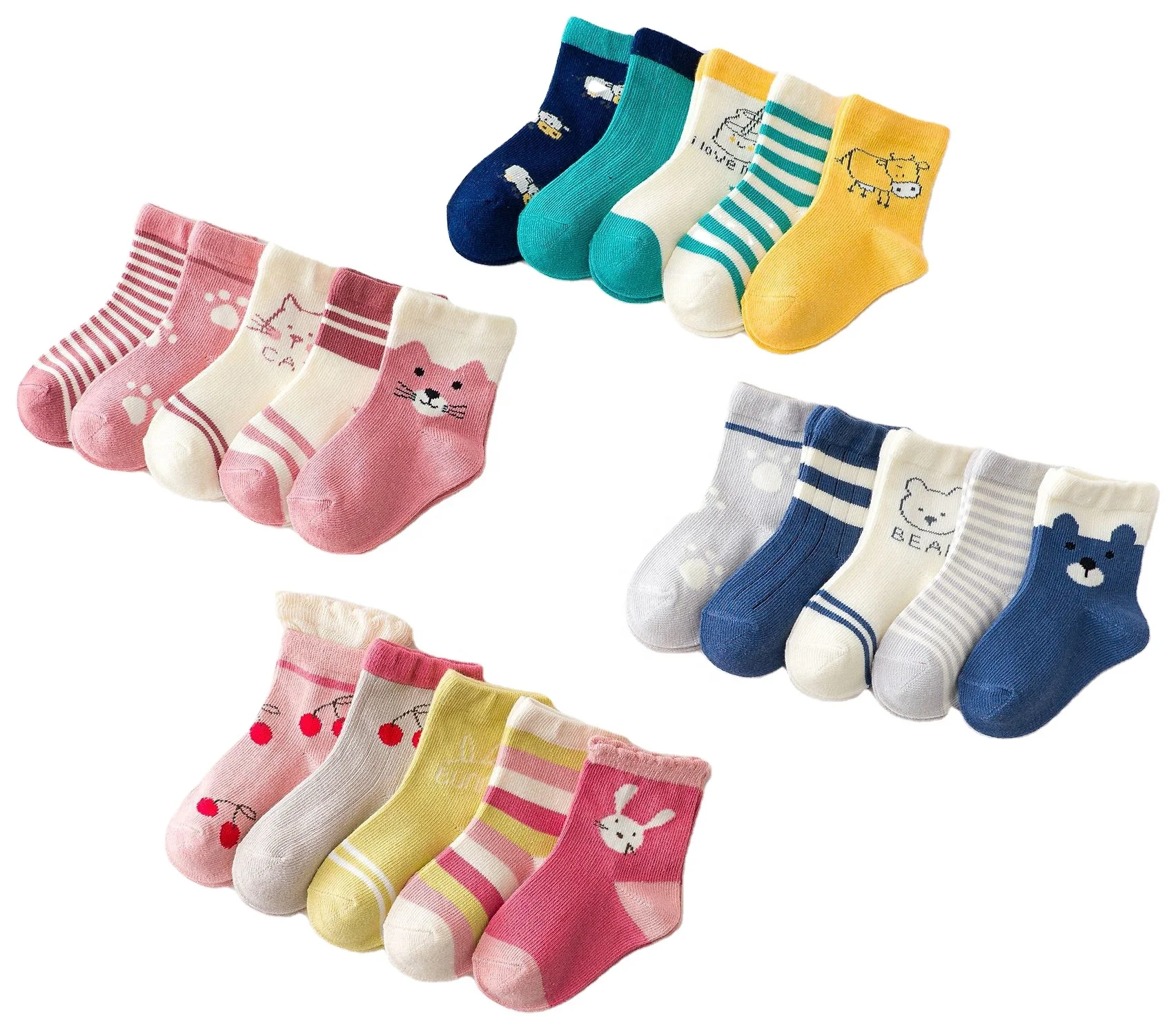 Cute Various Design Fashion Cotton Socks Baby Girls Boys Cartoon Toddler Crew Socks