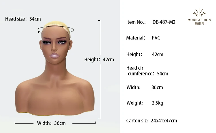 Custom Logo African American Female Bust Half Body Realistic Human Shoulders Model Head Mannequin