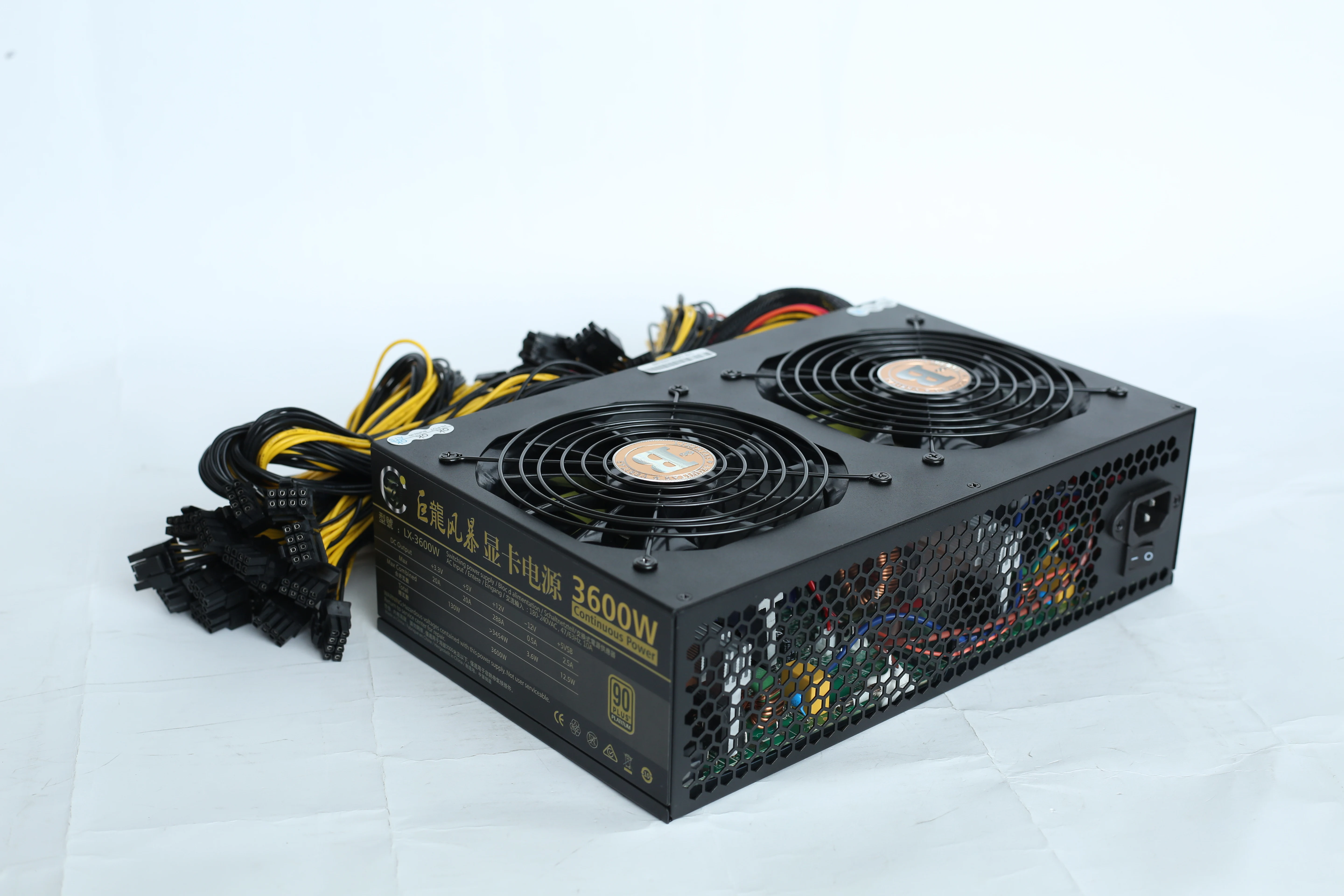 3600W Rated PC Power Supply 2600W PSU Computer 12 GPU Server ATX Rendering Equipment 8PIN*2+4PIN 90 Plus LX3600W