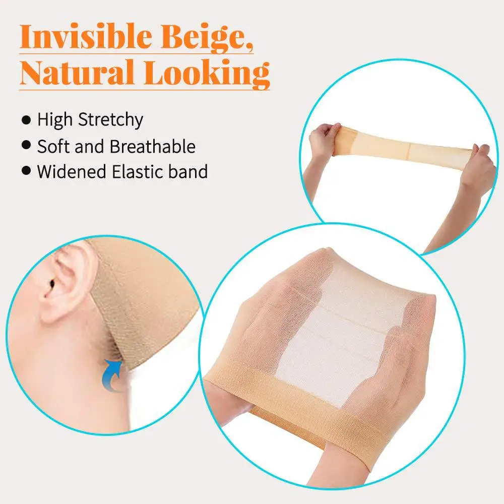 Amazon Top Seller Custom Private Label Breathable Wig Caps Stretchy Stocking Caps For Wigs