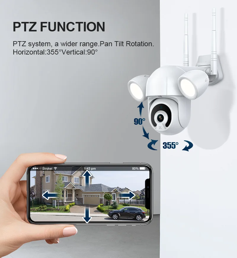 
New Tuya Smart Floodlight Camera 3MP AI Auto Tracking Security Surveillnace PTZ Wifi IP Camera With PIR Motion Detection 