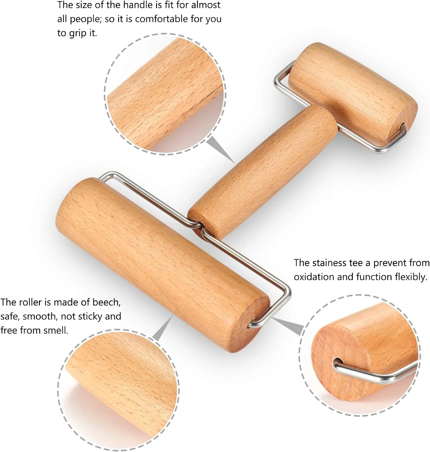 Rolling Pin for Pizza Dough Cookie Dumpling Small Baking Roller Wooden Toys & Pastry Multi-functional Non-stick Wooden Wood