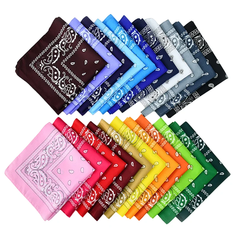 Factory Wholesale Custom Logo Paisley Design Cotton Polyester Double Print Fans Square Bandanas