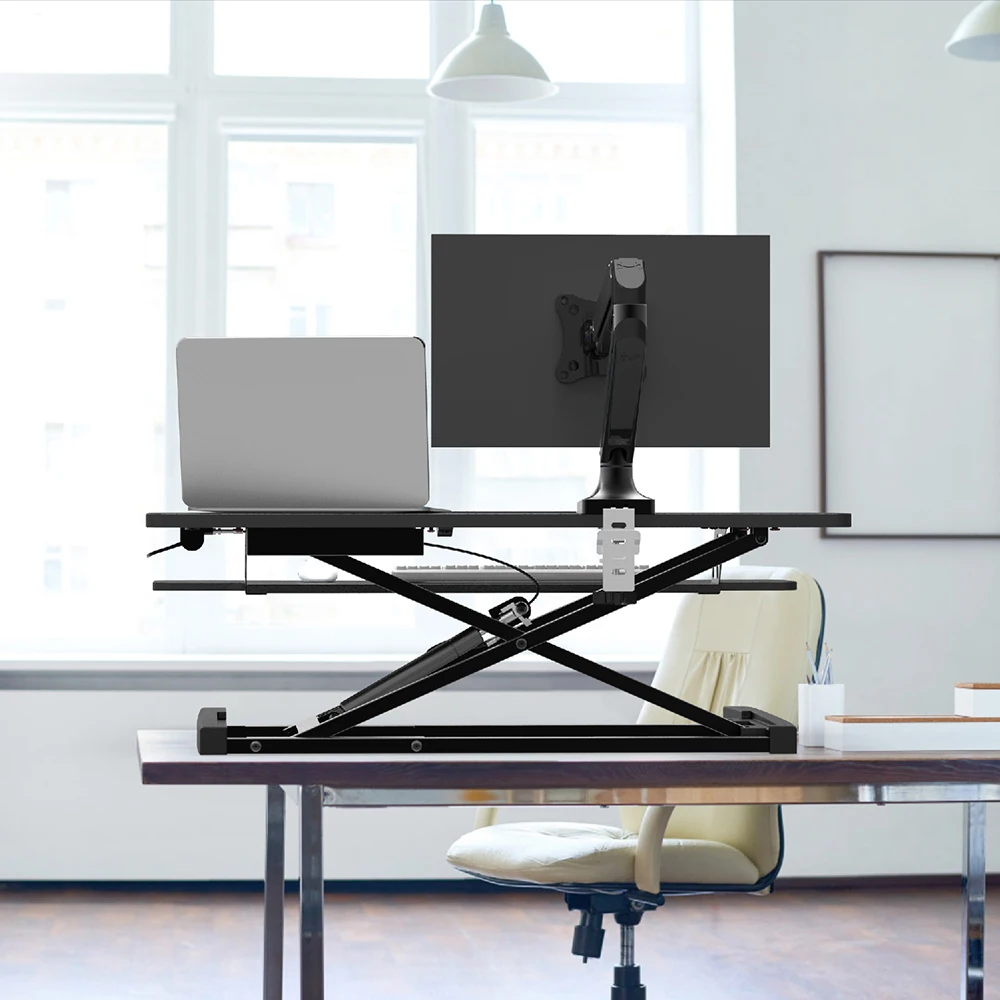 Folding Modern Office Height Adjustable Sit Stand Up Desk Converter Dual Monitor Tabletop Desk Riser