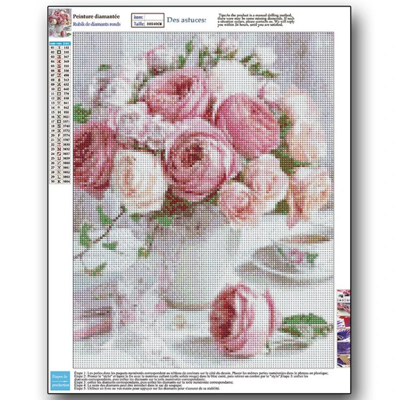 
Wholesale 2020 New 3D Wall Art Full Square Or Round Drill Diamond Painting 5D DIY Peony 30*40CM For Home Decor 