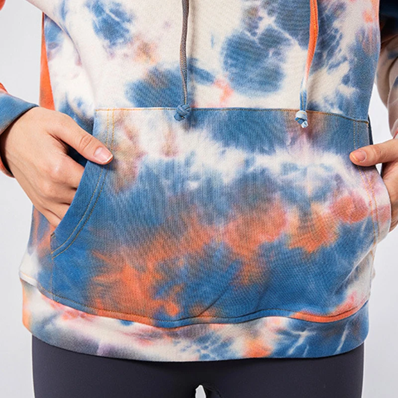 2022 Women Cotton Warm Hoodies Pullover Fashion Tie Dye Print Sweatshirt Women Long Sleeve Hoodie Casual Sweatshirts