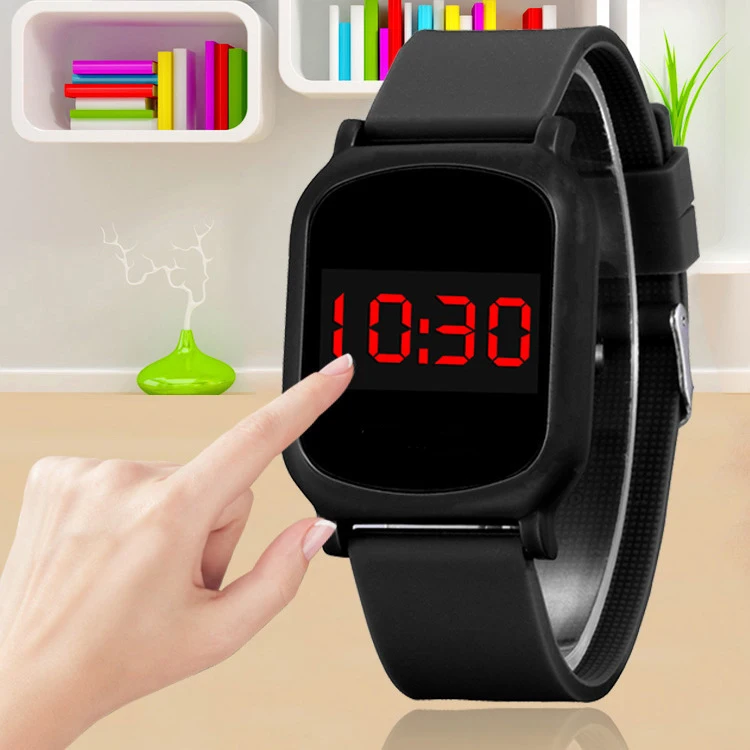 Square Plastic Custom Color Led Digital Touch Screen Waterproof Wrist Watch