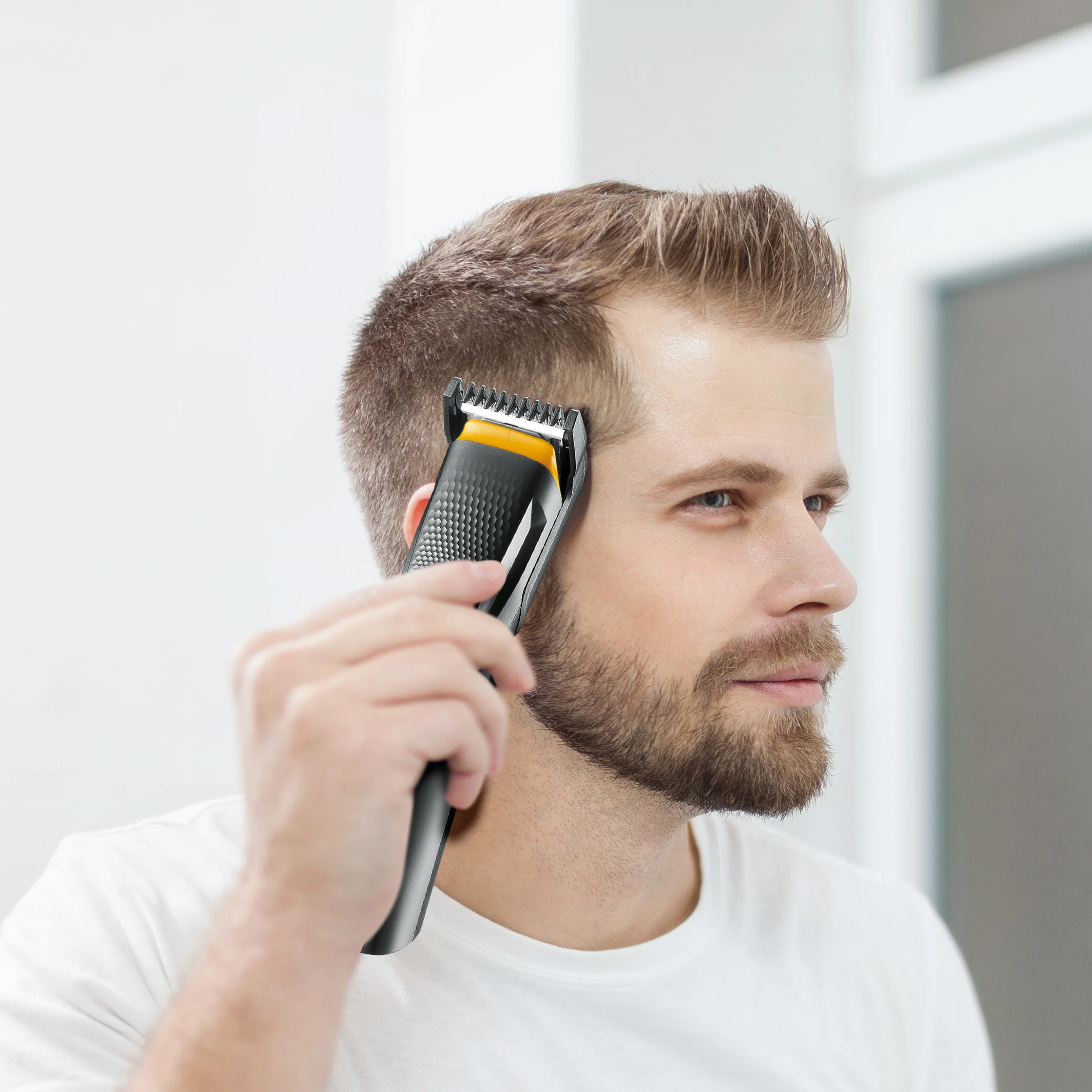 HTC AT-509 Rechargeable Hair Trimmers Men Beard Trimmer Type-C charge with Rounded combs