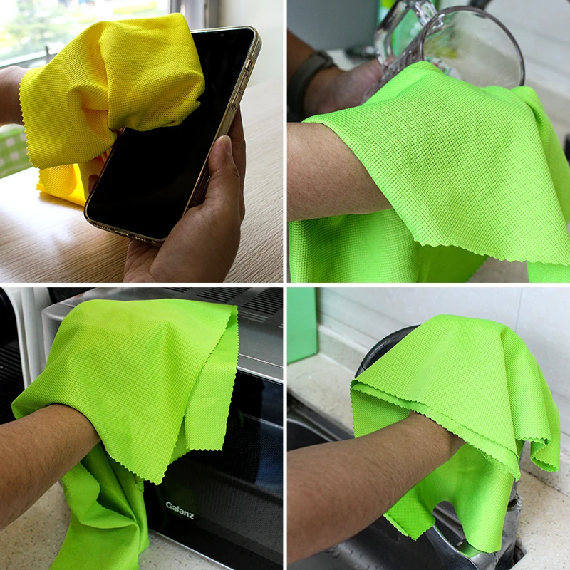 OEM customized microfiber window car wash edgeless micro fiber glass wiping cleaning cloth for polishing