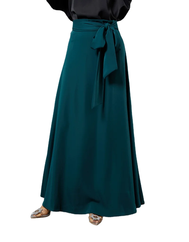 Dubai Islamic High Quality Muslim A-line Hem Skirt Floor Length Elegant Long Zipper Skirt Islamic Tiered Skirts For Muslim Women