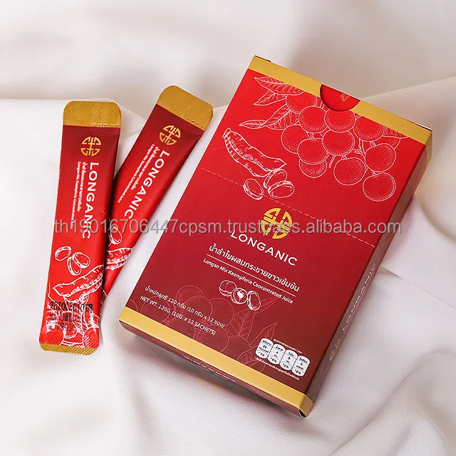 Longan Mix Kaempferia Concentrated Juice 100% Organic Healthy Drink 12 Sachets/Box Easy to Carry Around