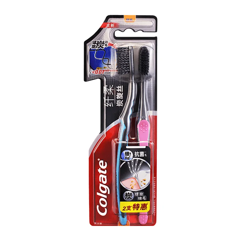 Радужная Переливающаяся стерилизационная зубная щетка естественного цвета, Бамбуковая зубная щетка с логотипом Colgate, угольная зубная щетка