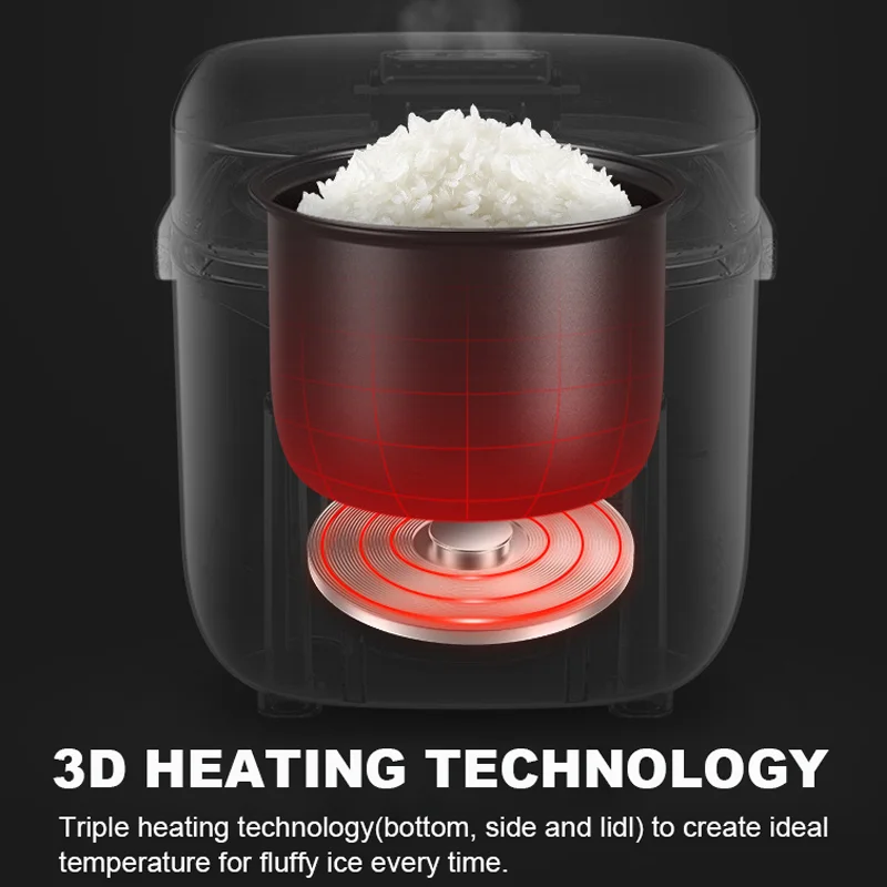 1.2L Multi-Cooker Mini Electric Rice Cooker with Non-Stick Inner, Timer and Keep Warm Function, Portable Handle, For 1-2 Persons