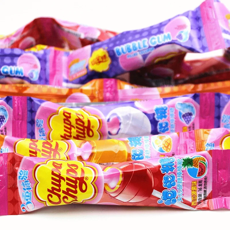 16g Various Fruit Flavor Hard Sandwich Sweet Candy Bubble Gum Lollipop Exotic Snacks