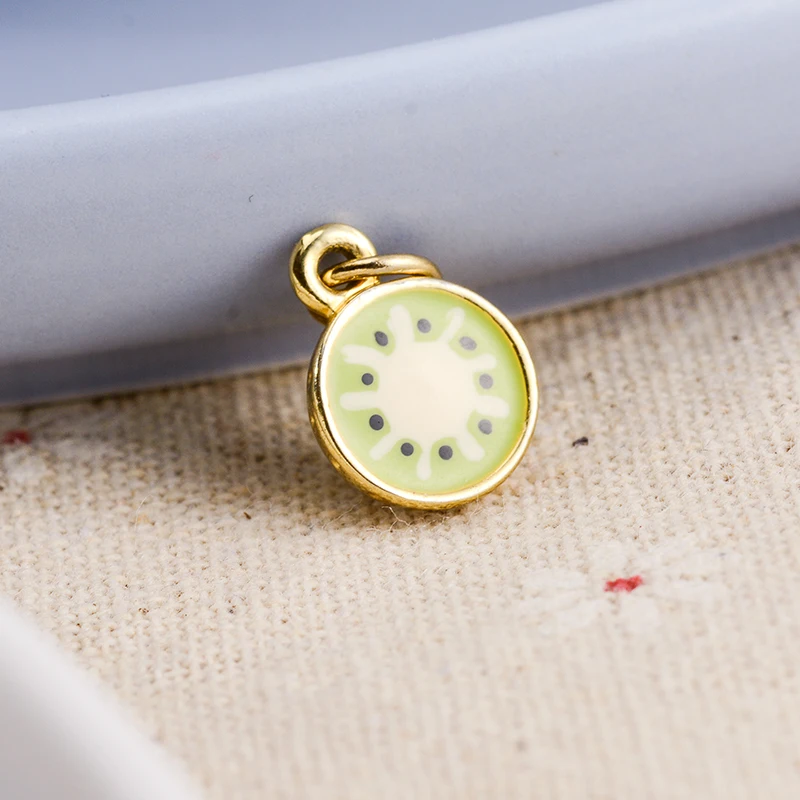 New Arrival Custom Alloy Enamel Colorful Cute Fruit Decorative Accessories Charms For Jewelry Making