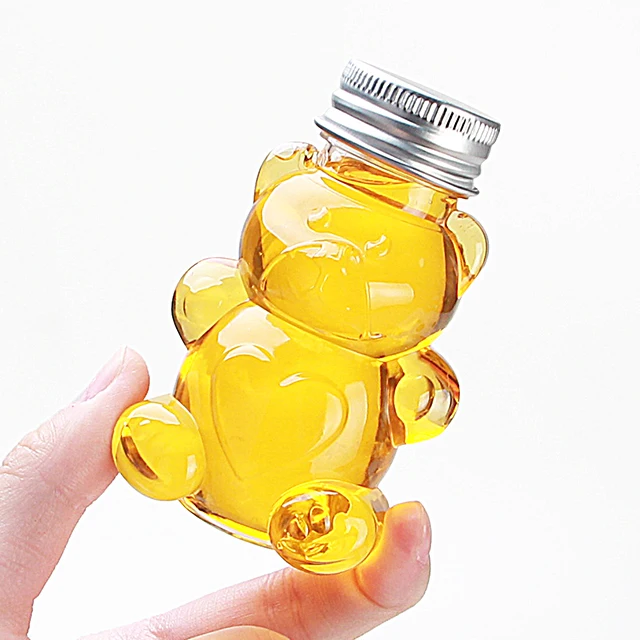 Hot Sale Container Candle Container Cute Teddy Bear Packaging Honey Jam Airtight Plastic Food Jar 60ml