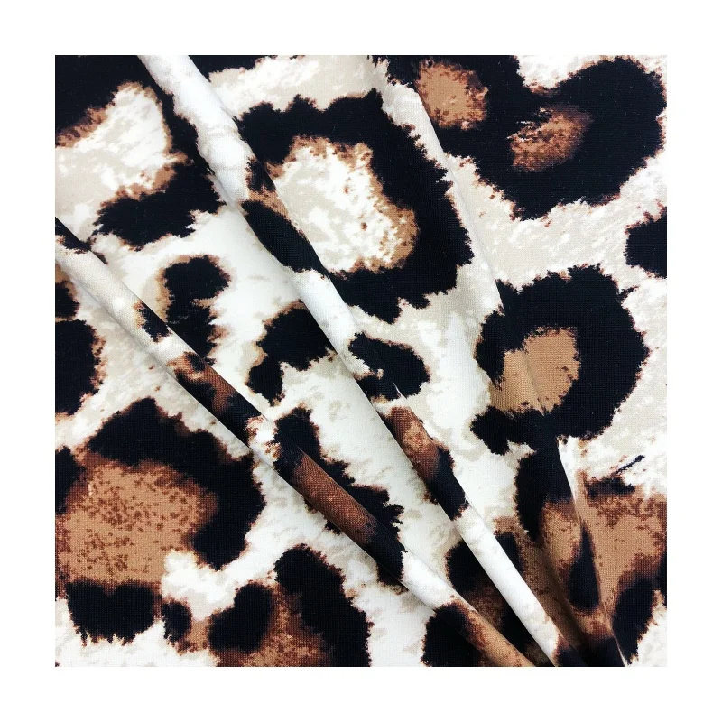 Hot sale silky touched 220GSM Good 4-ways stretch nylon spandex Leopard design rotary print jersey fabric for dress