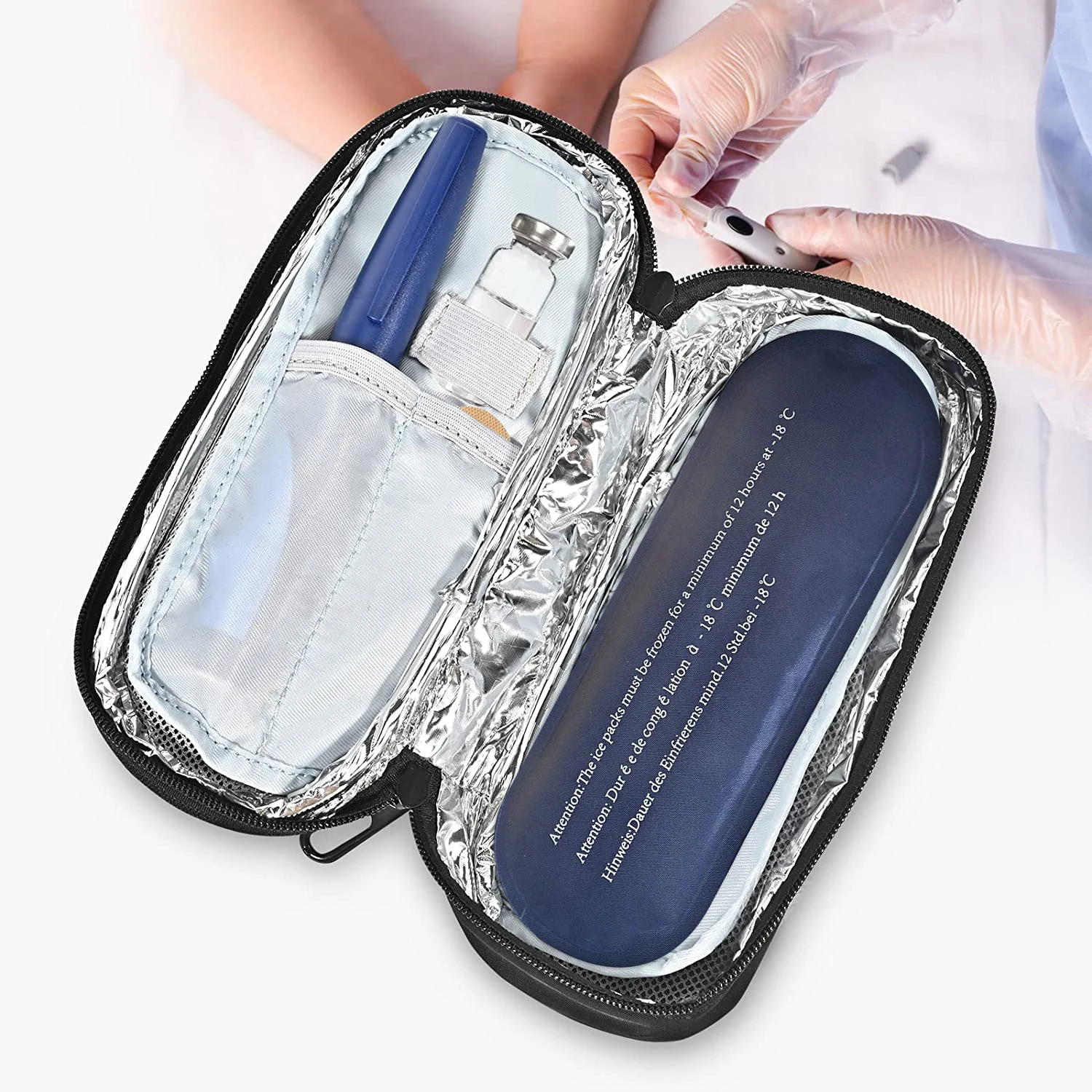 Customized Travel Medicine Cooler Bag Padded Diabetic Insulated Organizer Case Insulin Cooler Travel Case with Ice Packs