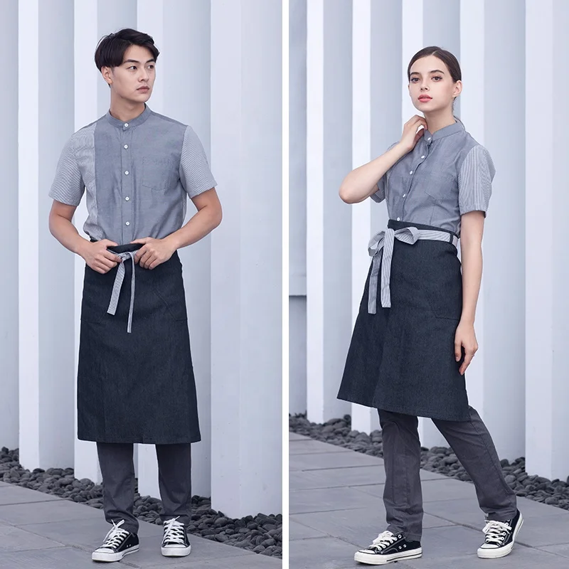 Korean version fashion theme tea restaurant waiter health work clothes shirt men and women KTV network coffee shop short sleeve