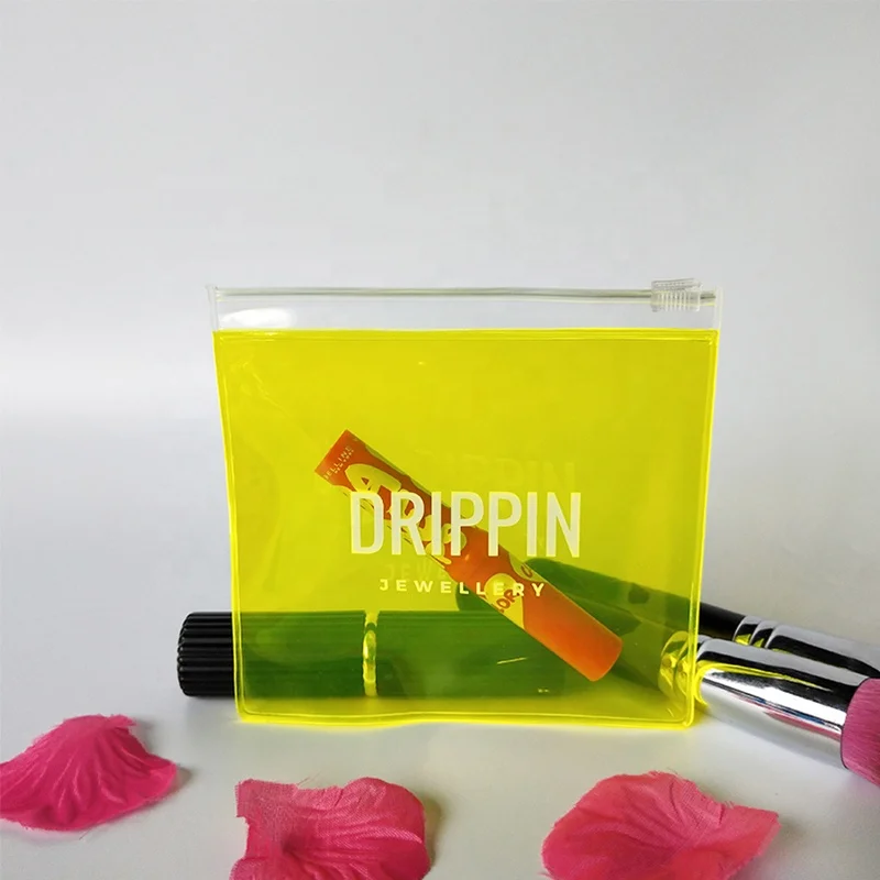 pvc packaging bags zipper resealable plastic vinyl pvc bag clear FLUO color pvc lipstick packaging bag