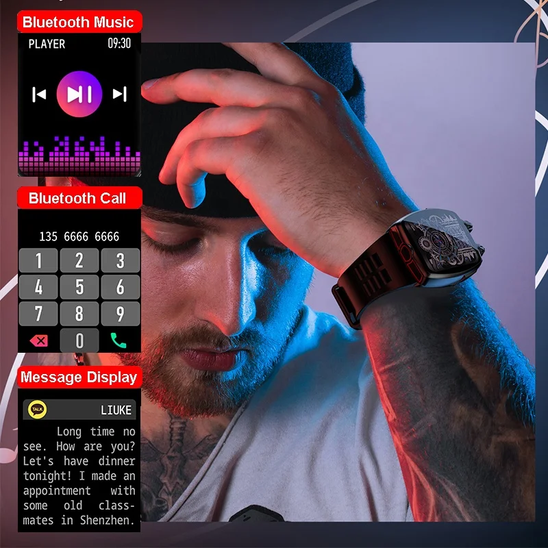 LA88 Blue tooth Call Smart Watch 3ATM IP68 Waterproof Sleep Monitor 100+Sport Mode Fitness Tracker Men Smartwatch 2023