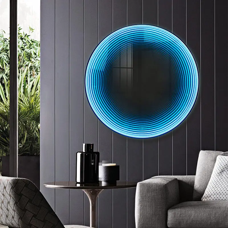 3D led mirror IP44 water proof  Round Bathroom Mirror With Lights Irregular Smart Led Mirror