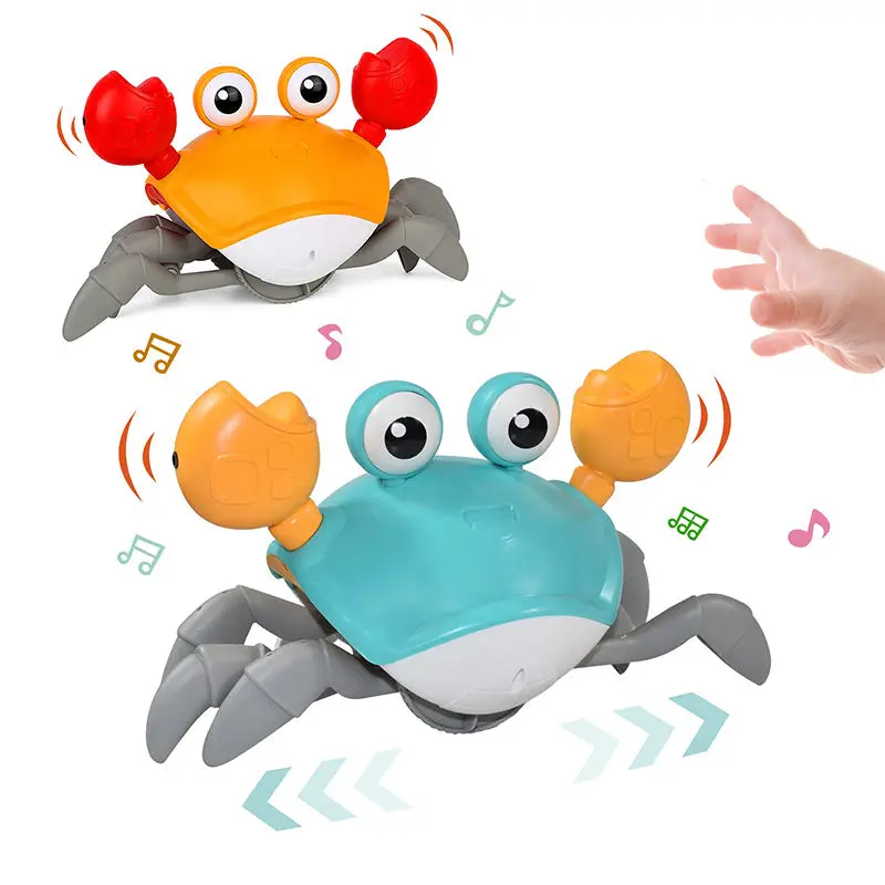 Musical Toys Electric Walking Induction Sensor Obstacles Avoidance Runaway Crawling Crab Toys For Toddlers kids