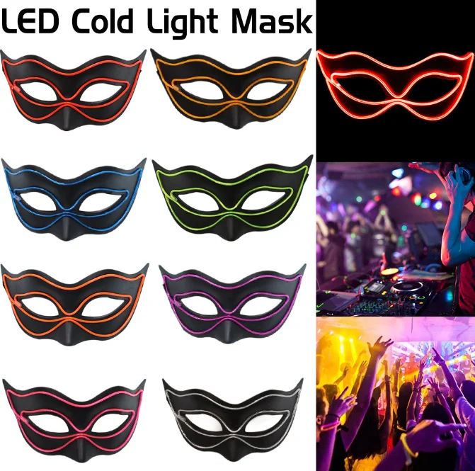 Custom 3 Modes Neon Led Mask Movie Iron Man Mask EL Costumes Spider Light Up Party Eye Masks For Party Show Props