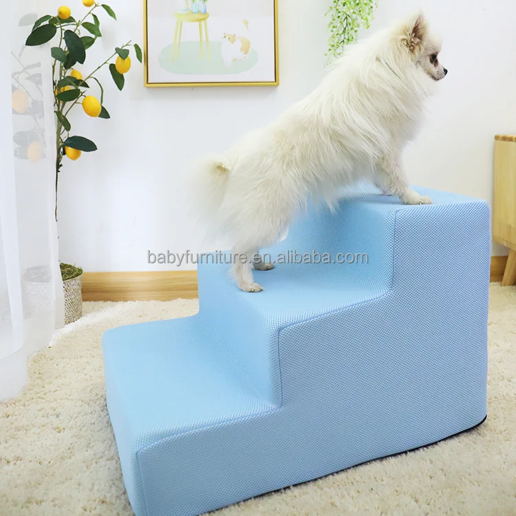 OEM/ODM Eco-friendly Linen Dog Steps Luxury Pet Stairs Factory MOQ Wholesale Pet Furniture For Bedroom Pet Steps
