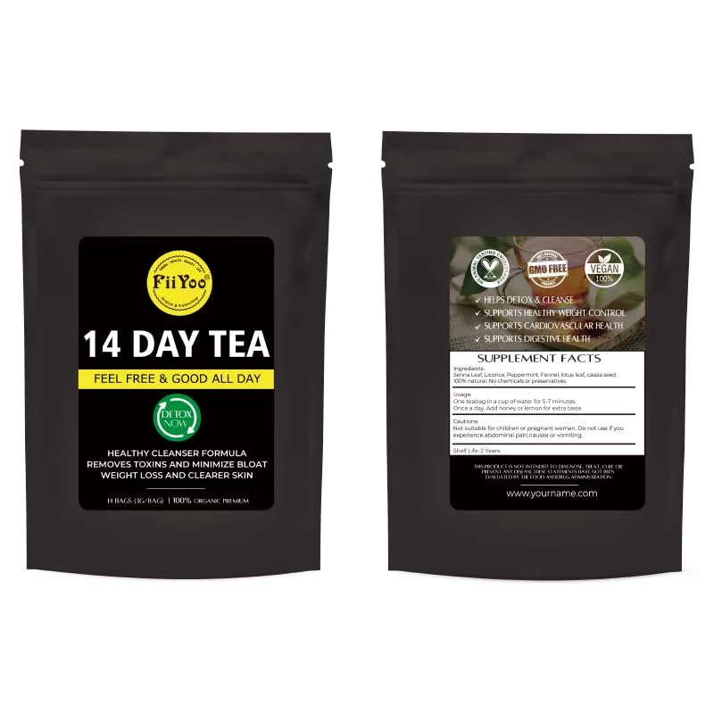 14 and 28 days custom logo senna leaf detox slim tea for more bowel movements