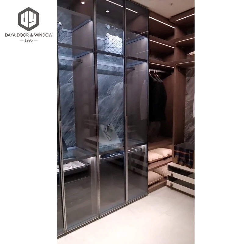 
Factory customized walk-in closet cloakroom, bedroom glass door wooden wardrobe 