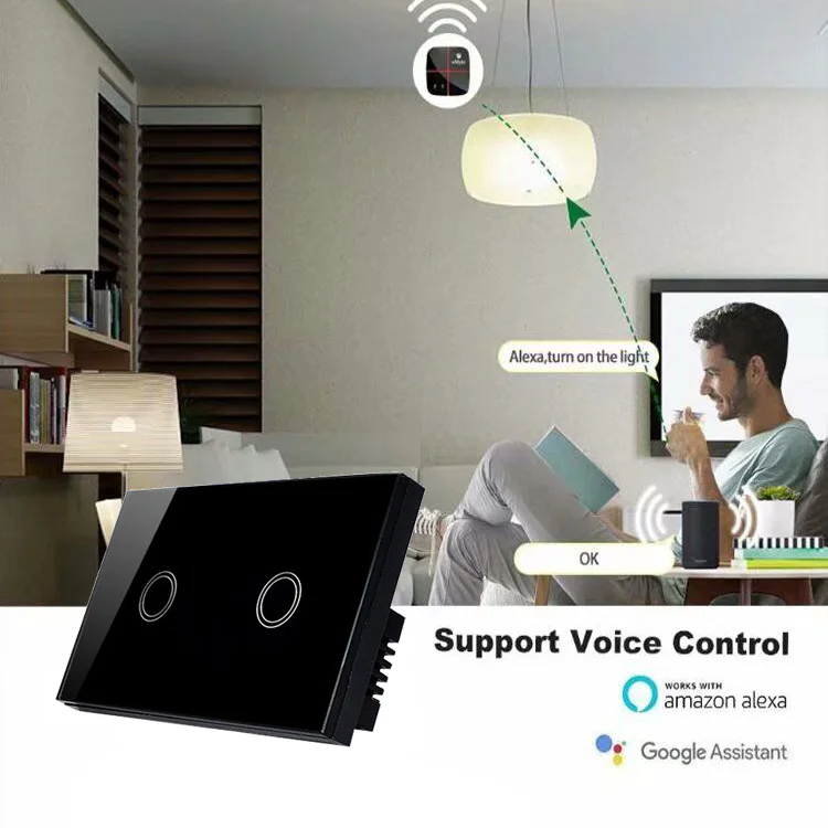 AB-8702 US 2 gang night light voice control Smart Wall Light Switch receiver