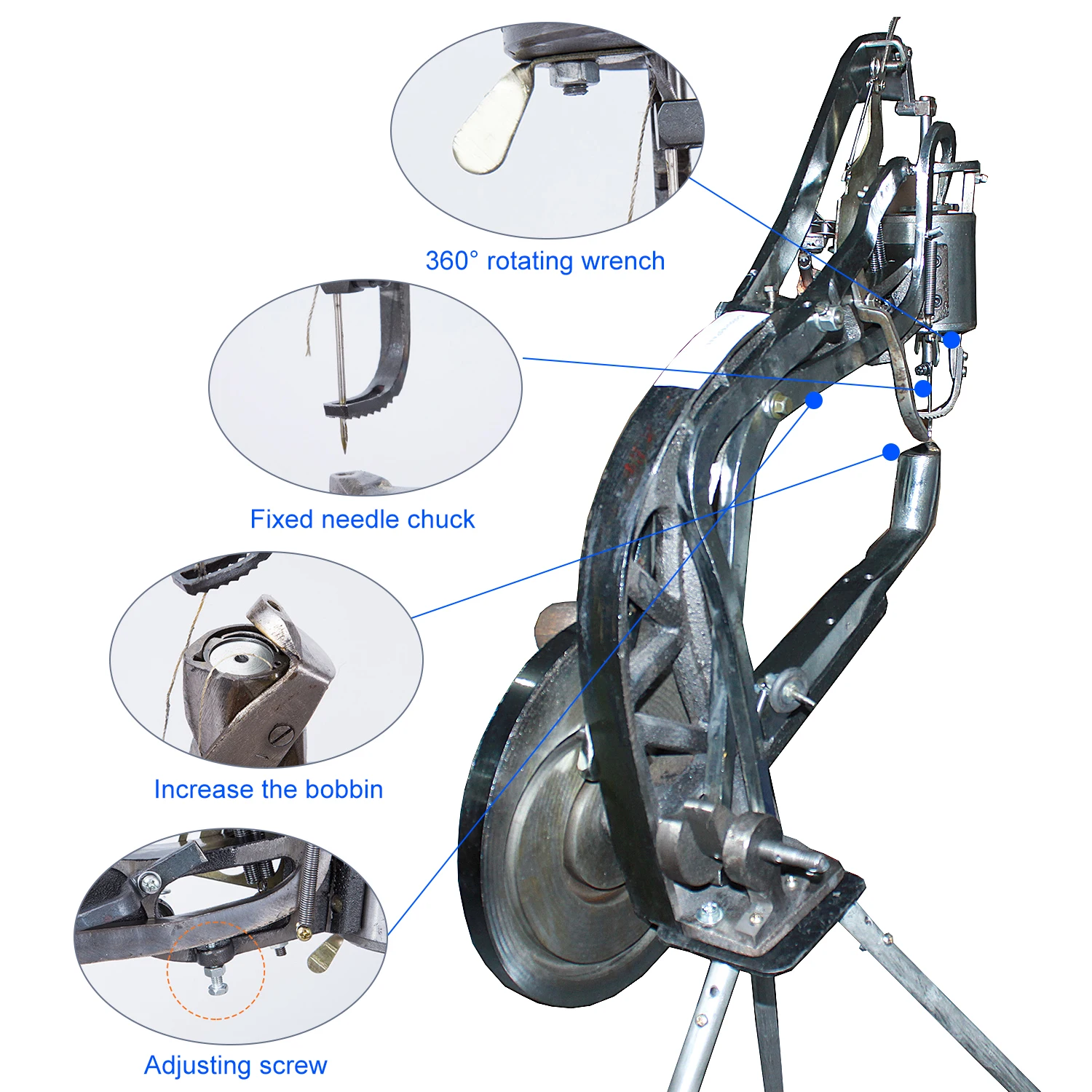 Leather Cobbler Sewing Machine Black Shoe Repair Tool Equipment Heavy Duty Industrial Hand with Needles Leather Craft Kit