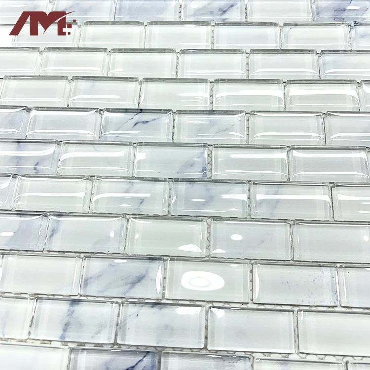 hotel bathroom toilet wall white waterproof mosaic glass crystal tiles