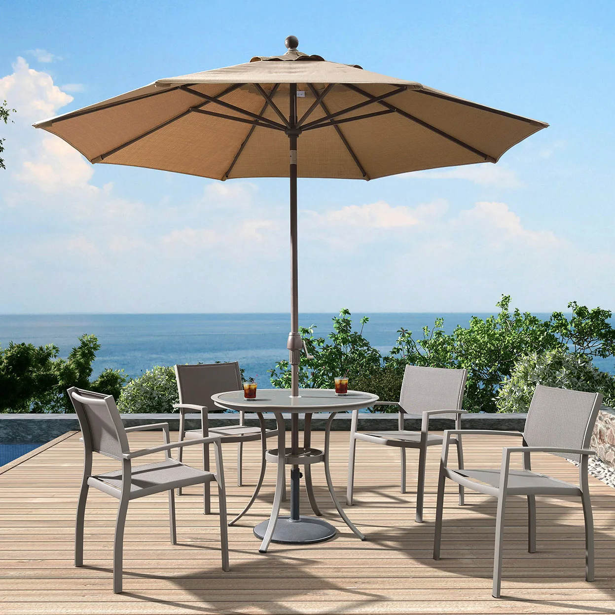 Много типов Ресторан открытый обеденный небольшой круглый зонтик стекло закаленное стол