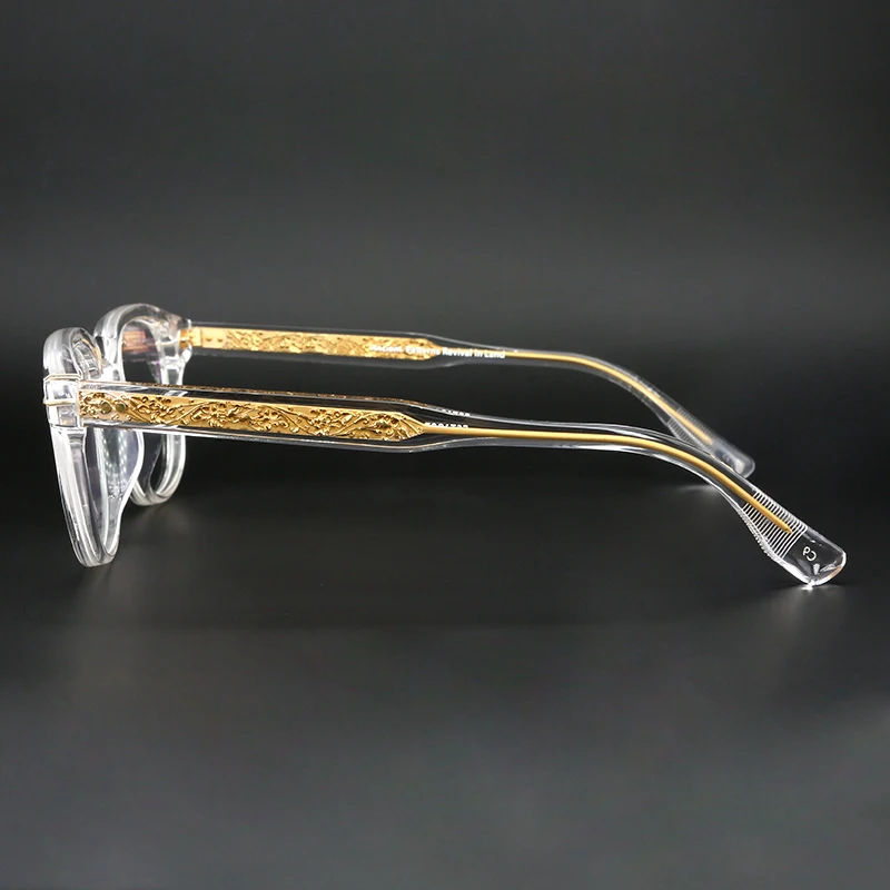 2024 New Eyewear Design Custom Clear Acetate Square Round Frame Glasses Metal Copper Pin Metal Eyeglasses Fashion Universal