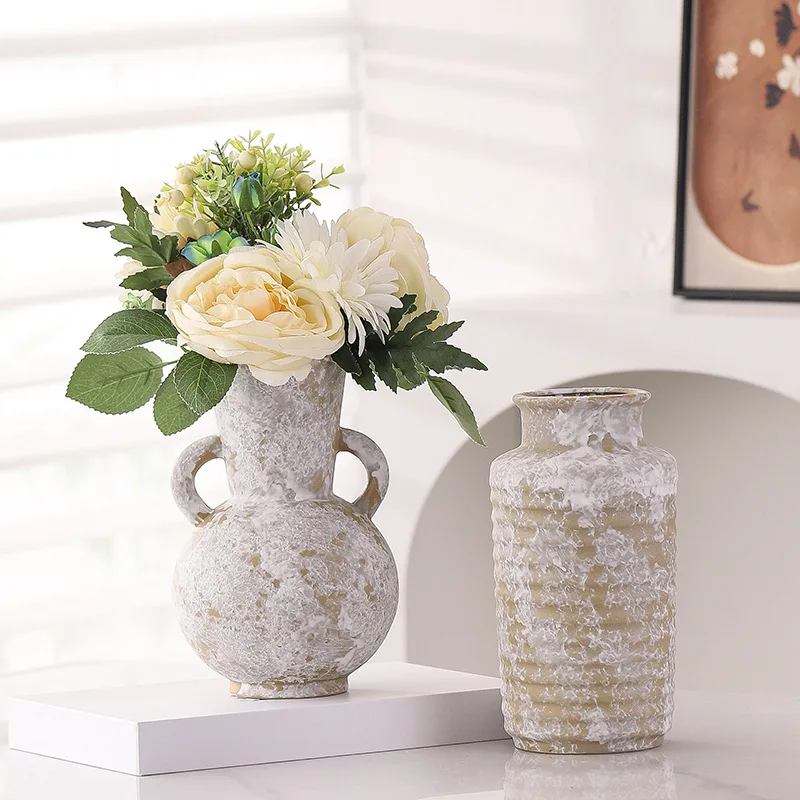 New Creative Wabi Sabi Style Ceramic Vase Living Room Homestay Luxury Decor Home Hotel Art Flower Arrangement Decoration