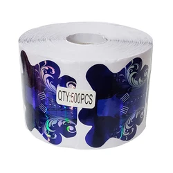 500Pcs/Roll Laser Blue Pure Aluminum Foil Gel Plastic Private Nail Paper Form